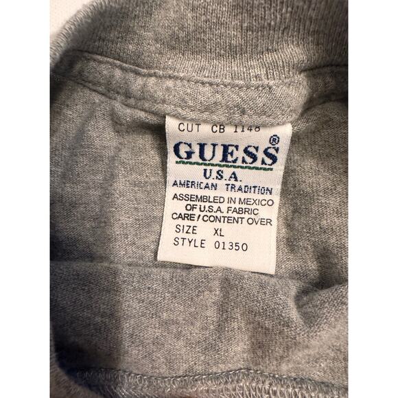 Vtg Guess Jeans Co Gray Graphic Print T-Shirt Unisex Size XL Tiki - Picture 4 of 5